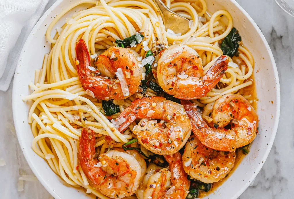 Garlic butter shrimp pasta